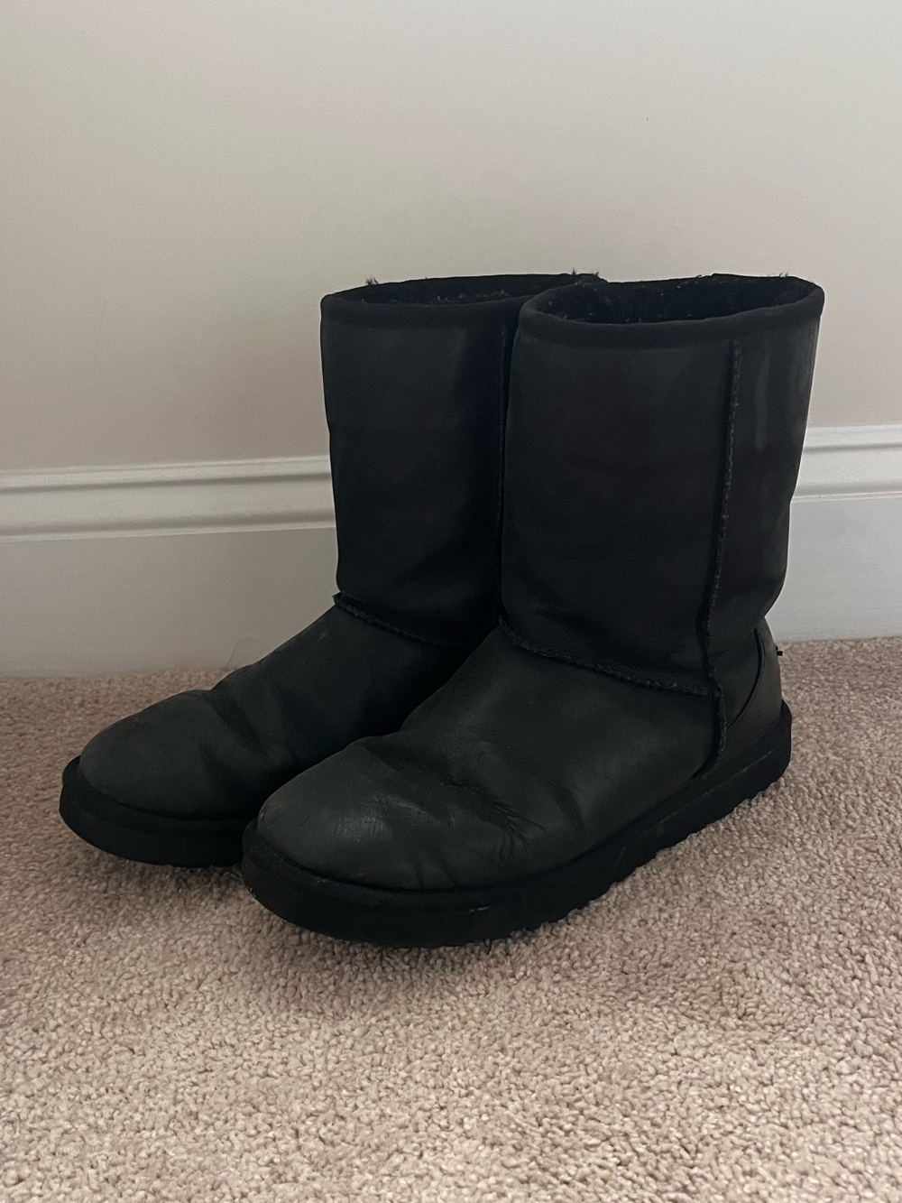 UGG Black Leather Classic Boots